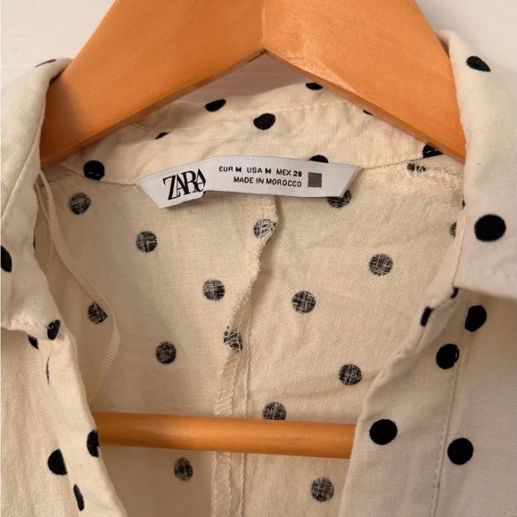 Zara Cream Polka Dot Midi Dress - Picture 3 of 4